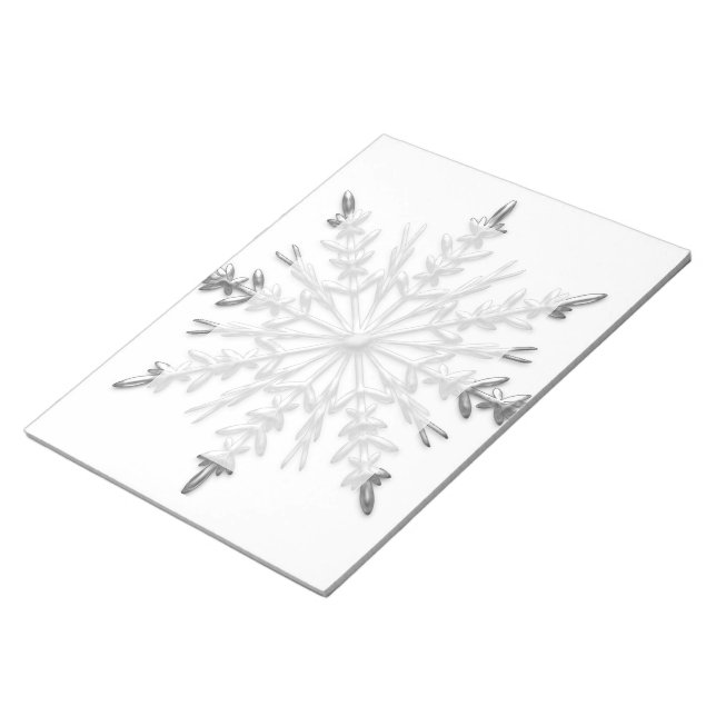 Faux Silver Metallic Winter Snowflakes Notepad (Angled)