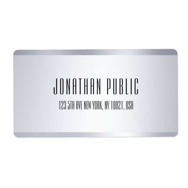 Faux Silver Minimalist Template Shipping Address (Front)