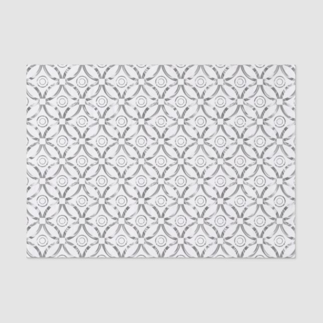 Faux Silver Modern Pattern White Background Tissue Paper (Front)