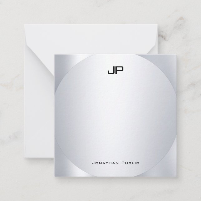 Faux Silver Monogram Personalized Elegant Template (Front)