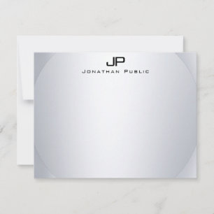 Faux Silver Monogram Simple Elegant Template Top