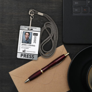 Faux Silver Photo & Logo Press ID Badge