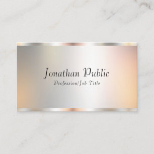 Faux Silver Professional Elegant Template Modern Business Card