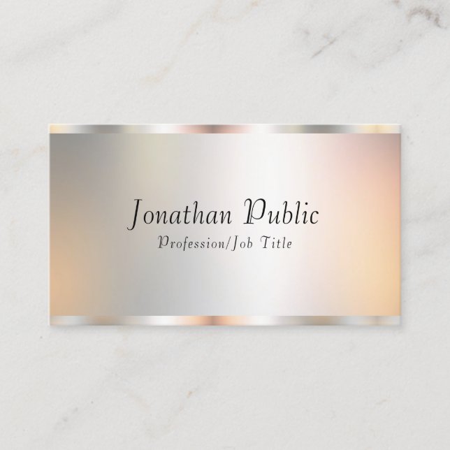 Faux Silver Professional Elegant Template Modern Business Card (Front)