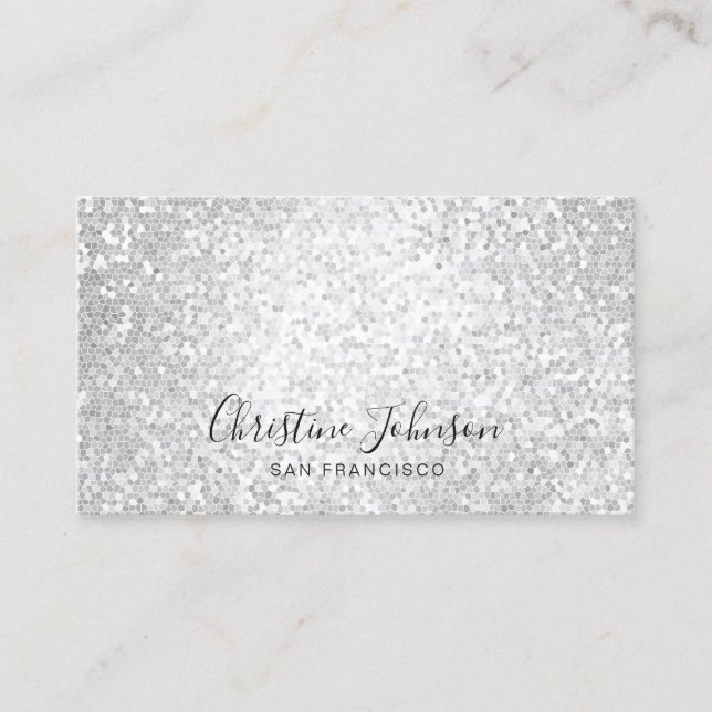 FAUX silver sequin Business Card (Front)