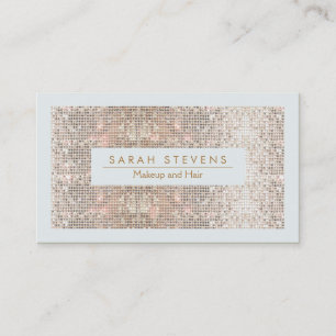FAUX Silver Sequin Makeup and Hair Business Card