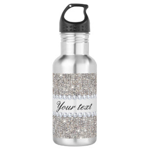 Faux Silver Sequins and Diamonds 532 Ml Water Bottle