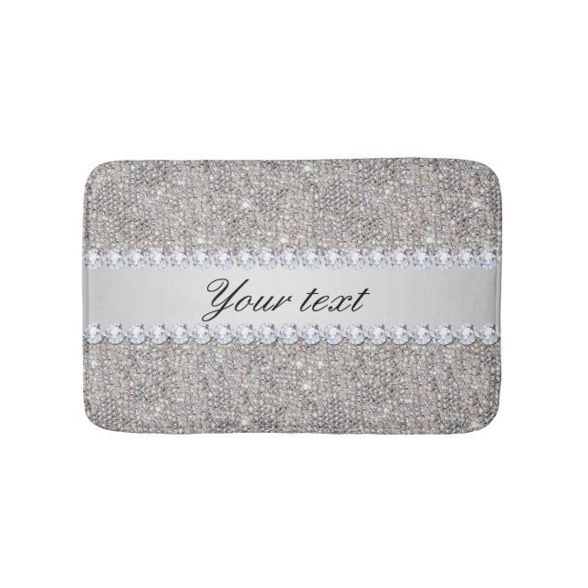 Faux Silver Sequins and Diamonds Bath Mat (Front)