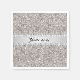 Faux Silver Sequins and Diamonds Napkin