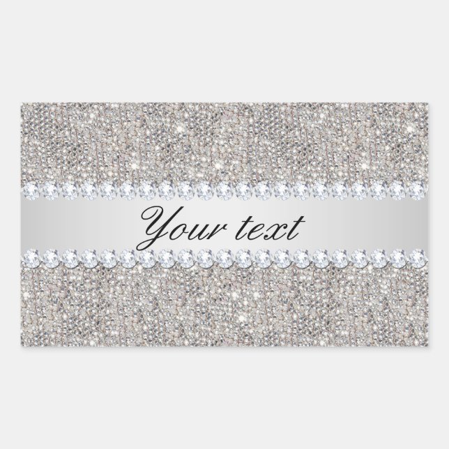 Faux Silver Sequins and Diamonds Sticker (Front)