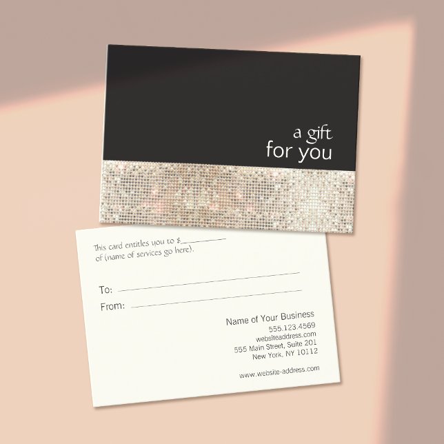 Faux Silver Sequins Black Salon Certificat cadeau (Créateur téléchargé)