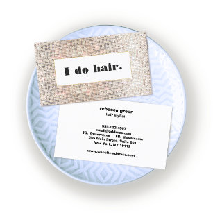 Faux Silver Sequins Bold Hair Stylist Salon Business Card