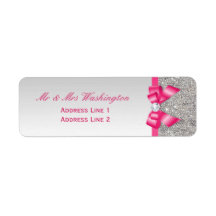 Faux Silver Sequins Hot Pink Bow and Diamond