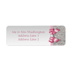 Faux Silver Sequins Pink Bow and Diamond