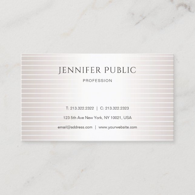 Faux Silver Shiny Elegant Design Modern Plain Luxe Business Card (Front)