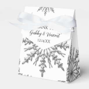 Faux Silver Snowflakes Winter Wedding Favor Box