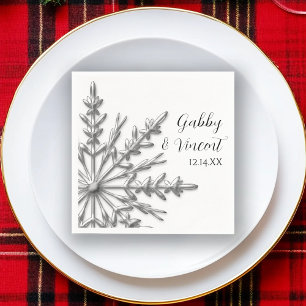 Faux Silver Snowflakes Winter Wedding Napkin