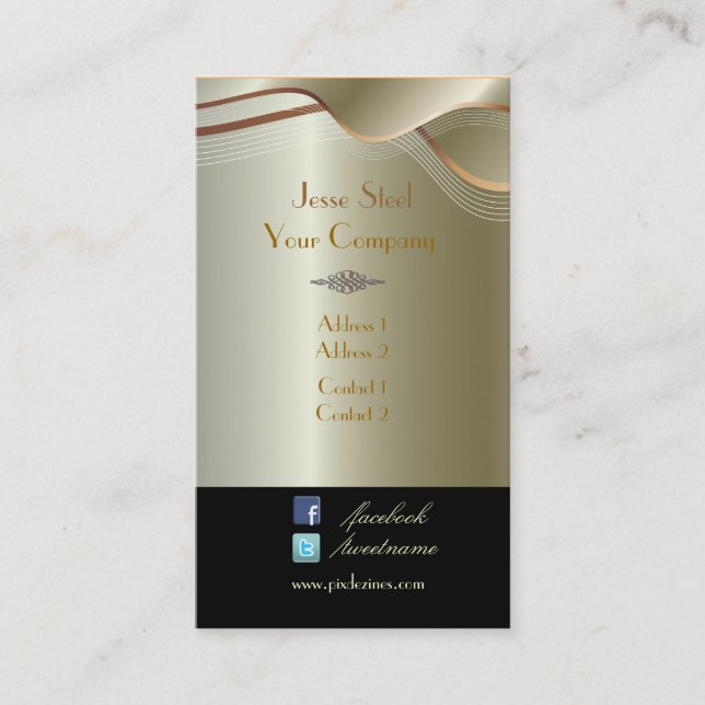 Faux silver stainless steel business card (Front)