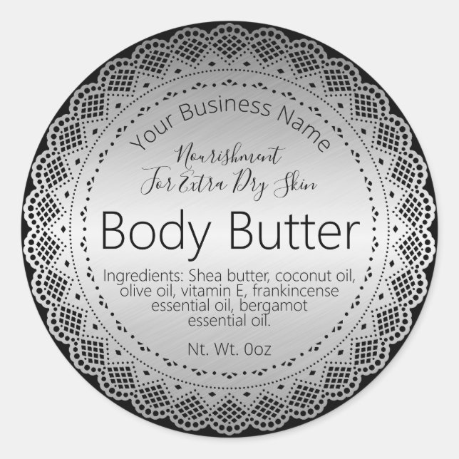Faux Silver Sticker Label Handmade Body Butter (Front)