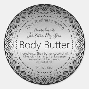 Faux Silver Sticker Label Handmade Body Butter