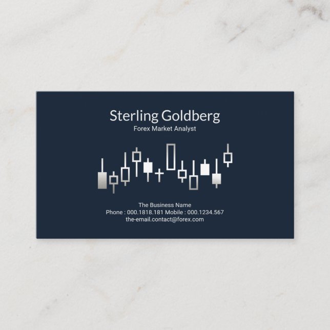 Faux Silver Stock Exchange Graph Forex Dealer Business Card (Front)