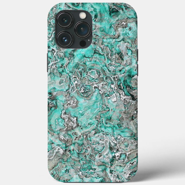 Faux Silver Teal Turquoise Minerals Agate Pattern Case-Mate iPhone Case (Back)
