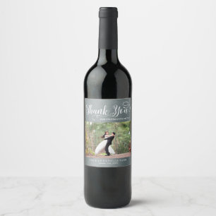 Faux Silver Thank You Custom Photo Wedding Favour Wine Label