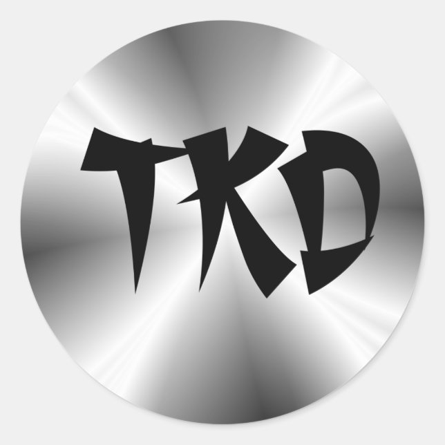 Faux Silver TKD Round Sticker (Front)