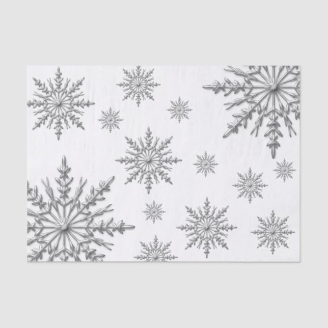 Faux Silver Winter Snowflakes Tissue Paper (Front)