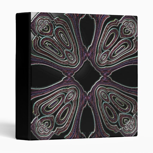 Faux Slick Grapic Purple/Black Leather Notebook Binder (Front/Spine)