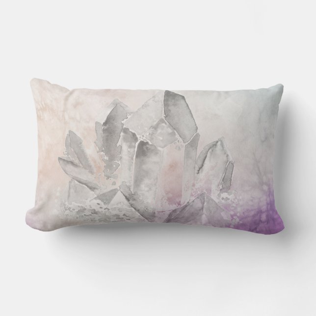 *~* Faux Soft Purple Lavender Amethyst Crystals Lumbar Pillow (Front)