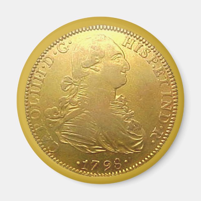 Faux Spanish Gold Doubloon Heads Magnet (Front)