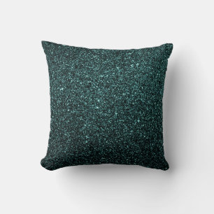 Faux Sparkle Teal Throw Pillow