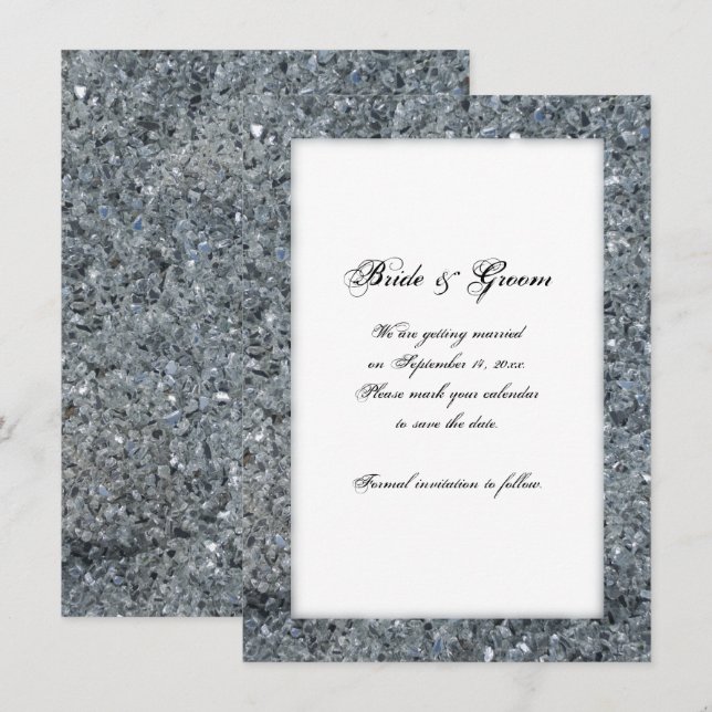 Faux Sparkle Wedding Save the Date Announcement (Front/Back)