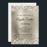 Faux Sparkly Platinum Glitter Foil 30th Birthday Invitation<br><div class="desc">A glamourous monogrammed 30th birthday invitation for her. 
Faux shiny silvery platinum glitter with sparkles against a faux brushed metal foil graphic image. 
Delete or add custom text to the backside of the invite.
All the sparkly and shiny elements in this modern girly design are digital graphics.</div>