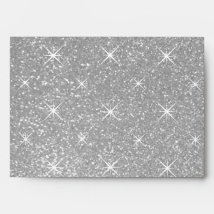 Faux sparkly silver glitter wedding envelopes