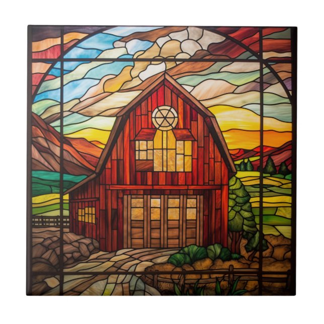 faux stained glass barn  tile (Front)