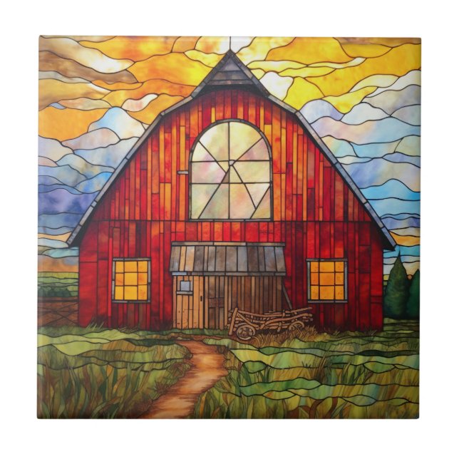 faux stained glass barn  tile (Front)