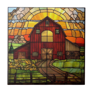 faux stained glass barn  tile