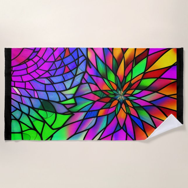 Faux Stained Glass Beach Towel (Front)