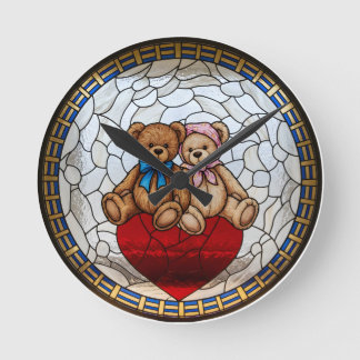 Faux Stained Glass Bear Heart Clock