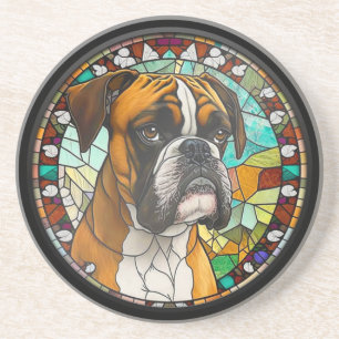 Faux Stained Glass Boxer Dog Coaster