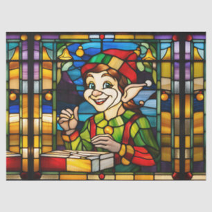 Faux Stained Glass Christmas Elf for Decoupage Cra Tissue Paper
