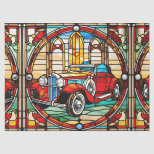 Faux Stained Glass Classic Car for Decoupage Craft Tissue Paper