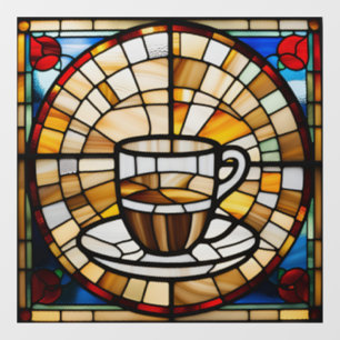 Faux Stained Glass Coffee Cup and Saucer Window Cling