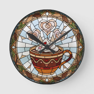 Faux Stained Glass Coffee Wall Clock