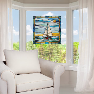 Faux Stained-Glass Customizable Sailboat Window Cling