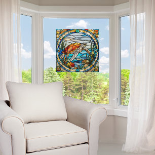 Faux Stained-Glass Customizable Sea Turtle Window Cling