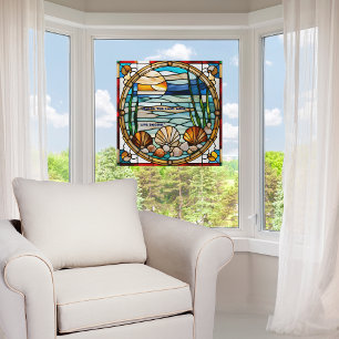 Faux Stained-Glass Customizable Seashore Window  Cling