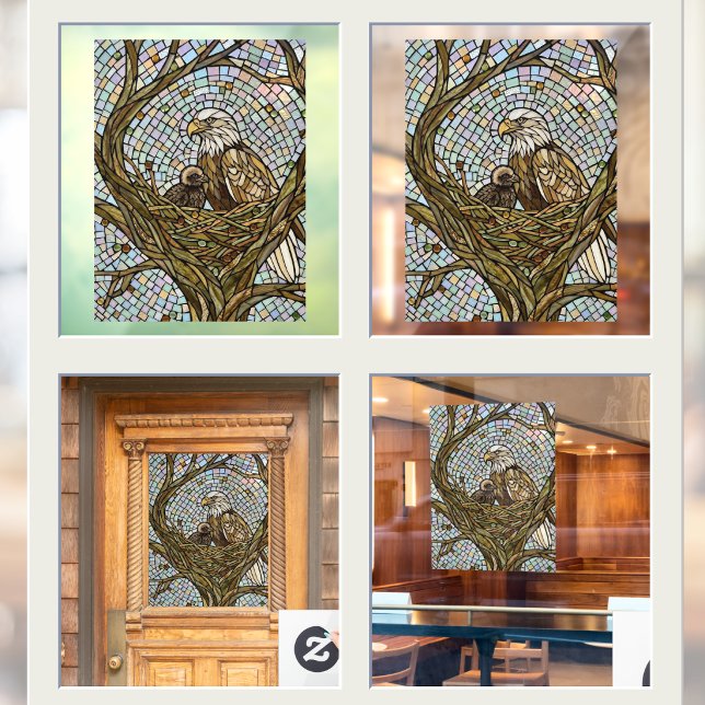 Faux Stained Glass Eagle and Eaglet Opaque Window Cling (Creator Uploaded)